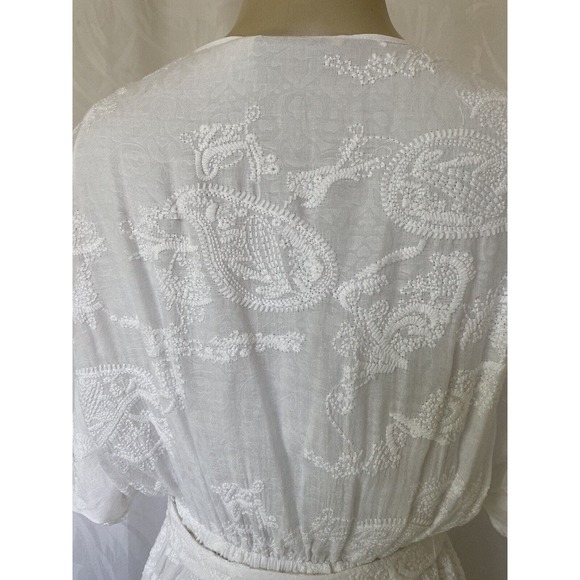 Alice + Olivia Clarine White Wrap Midi Dress V Neck Belt Flutter Sleeve … - Picture 6 of 10